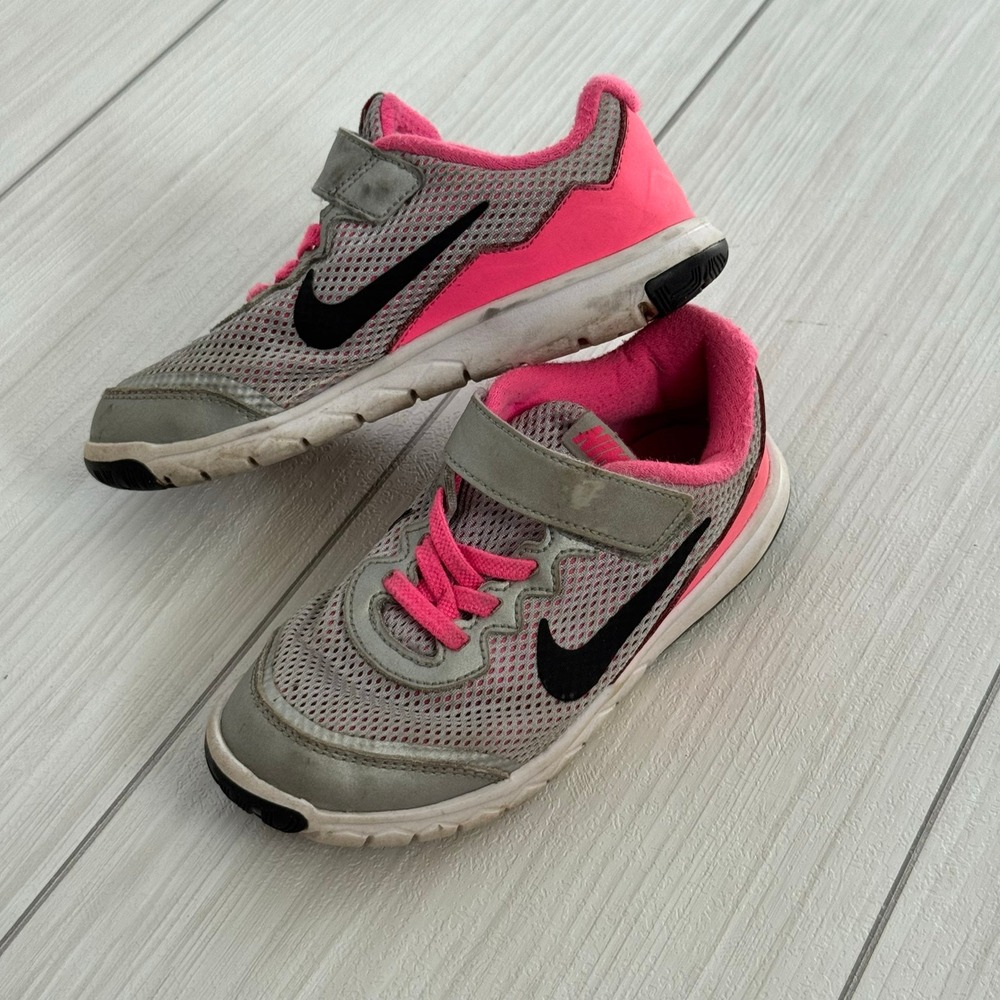 Nike Flex Advance Pink Gray Toddler Sneakers Shoes Hook‎ & Loop Girls Size 12C